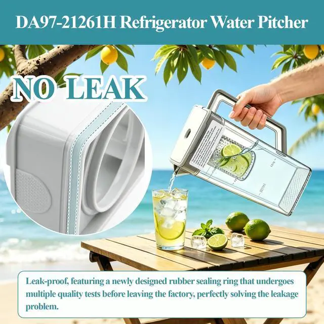 Alt view image 2 of 7 - DA97-21261H Water Pitcher Assembly Replacement for samsung Refrigerator | RF29BB8600QL, RF30BB6600QL, RF30BB660012, etc Water Pitcher, Includes 2 Spare Sealing Rings, Leak-Proof