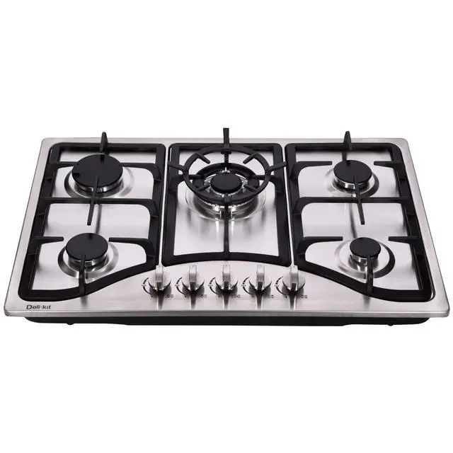Alt view image 3 of 6 - 30 Inch Dual Fuel Sealed 5 Burner Stainless Steel Gas Cooktop Drop-In Gas Hob DK257-A10