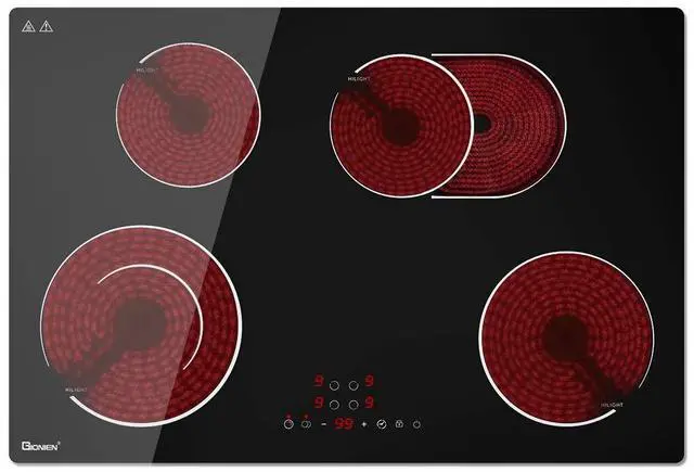 Main image of Electric Cooktop 30 Inch 220V~240V, Drop-in Ceramic Stove Burner,4 Burners Black Glass Cooktop with Flexible Ring,7200W Built in Electric Stove,Touch Control