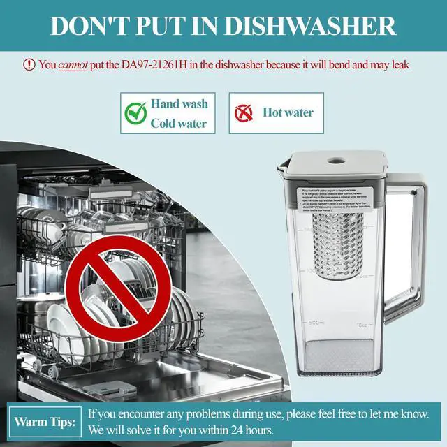 Alt view image 6 of 7 - DA97-21261H Water Pitcher Assembly Replacement for samsung Refrigerator | RF29BB8600QL, RF30BB6600QL, RF30BB660012, etc Water Pitcher, Includes 2 Spare Sealing Rings, Leak-Proof