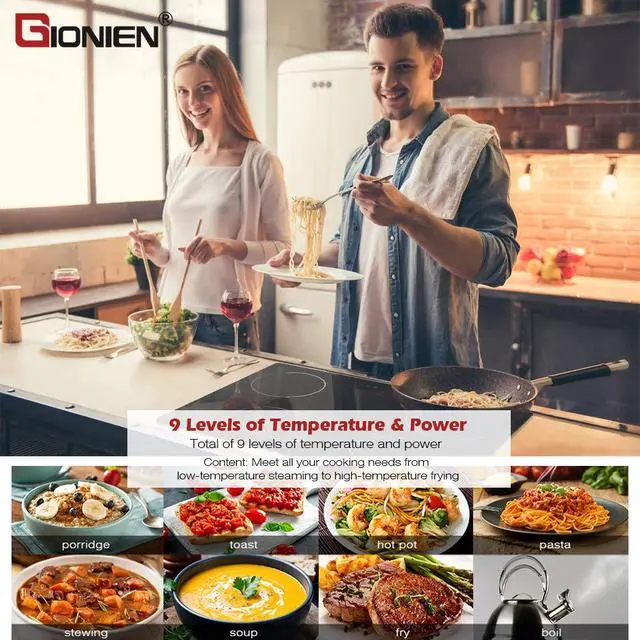 Alt view image 7 of 7 - Electric Cooktop 30 Inch 220V~240V, Drop-in Ceramic Stove Burner,4 Burners Black Glass Cooktop with Flexible Ring,7200W Built in Electric Stove,Touch Control