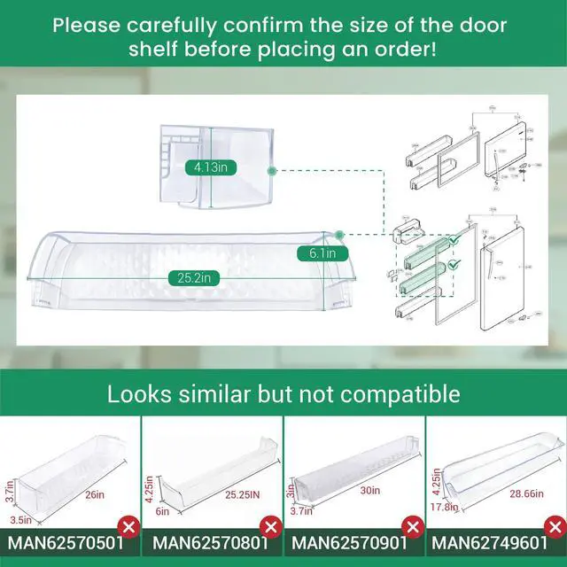 Alt view image 3 of 6 - Upgraded MAN62570401 Refrigerator Door Basket Compatible with Door Shelf Bin LTCS20020S/00, LTCS20020W/00, LTCS20030S/00, etc, and Kenmore Basket 79568002210, 79568009210, 79578003210, etc