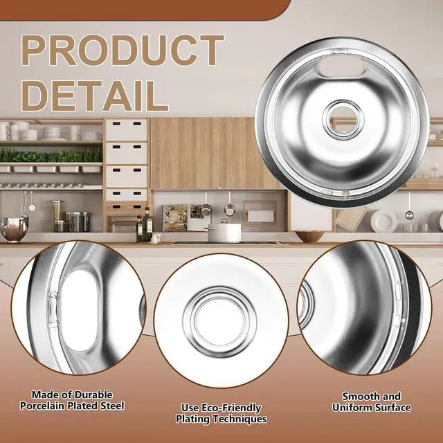 Alt view image 2 of 7 - W10196405(8) W10196406(6) Electric Stove Burner Drip Pans & MP22YA Electric Range Burner Element Unit Set by -Compatible with Whirl-pool Ken-more Ama-na Range Oven/Stove