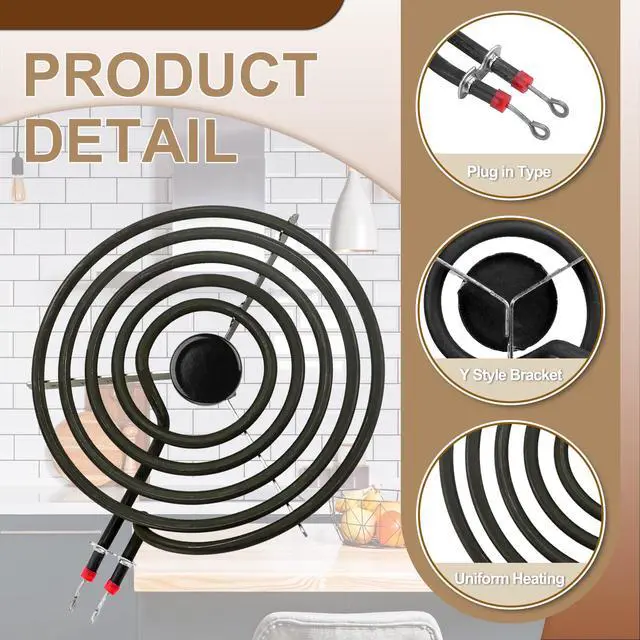 Alt view image 3 of 7 - W10196405(8) W10196406(6) Electric Stove Burner Drip Pans & MP22YA Electric Range Burner Element Unit Set by -Compatible with Whirl-pool Ken-more Ama-na Range Oven/Stove