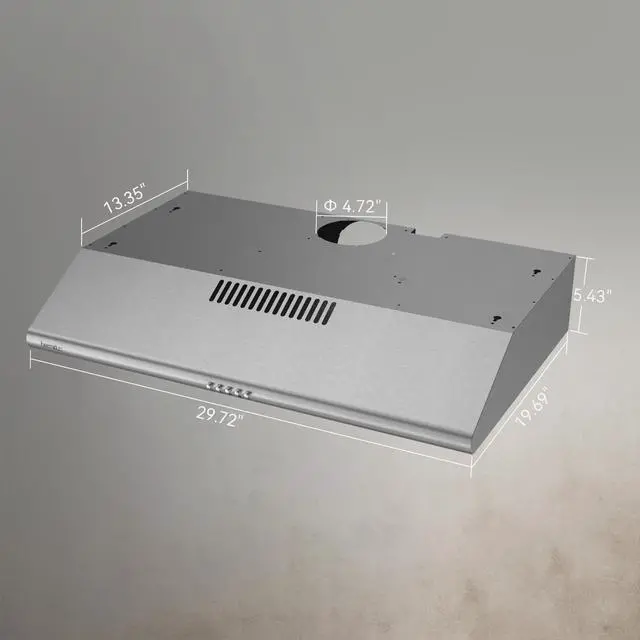 Alt view image 2 of 7 - Under Cabinet Range Hood, 30 inch Vent Hood With 3 Speed Exhaust Fan | Ducted And Ductless Convertible, LED Bright Light Bulbs and Charcoal Filter, Stainless Steel Filter