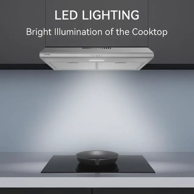 Alt view image 4 of 7 - Under Cabinet Range Hood, 30 inch Vent Hood With 3 Speed Exhaust Fan | Ducted And Ductless Convertible, LED Bright Light Bulbs and Charcoal Filter, Stainless Steel Filter