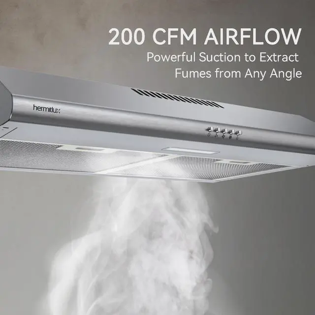 Alt view image 7 of 7 - Under Cabinet Range Hood, 30 inch Vent Hood With 3 Speed Exhaust Fan | Ducted And Ductless Convertible, LED Bright Light Bulbs and Charcoal Filter, Stainless Steel Filter