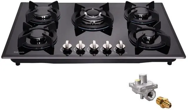Main image of 30 Inch Gas Cooktop, Built-in Tempered Glass 5 Burners Gas Stovetop LPG/NG Convertible Gas Stove Top Dual Fuel Gas Hob DM517-01