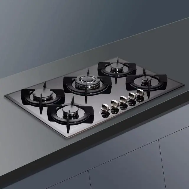 Alt view image 5 of 7 - 30 Inch Gas Cooktop, Built-in Tempered Glass 5 Burners Gas Stovetop LPG/NG Convertible Gas Stove Top Dual Fuel Gas Hob DM517-01