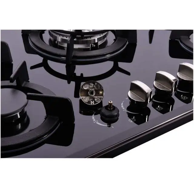 Alt view image 6 of 7 - 30 Inch Gas Cooktop, Built-in Tempered Glass 5 Burners Gas Stovetop LPG/NG Convertible Gas Stove Top Dual Fuel Gas Hob DM517-01
