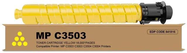 Main image of Remanufactured MP C3503 C3504 for 841816 Toner Cartridge Replacement for Ricoh Aficio Lanier Savin MP C3503 C3003 C3504 C3004 Printer (1×Yellow)