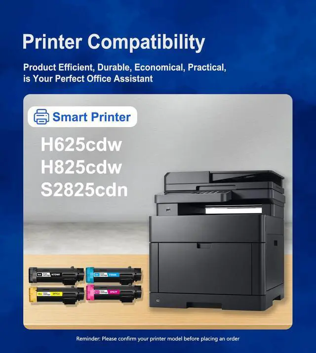 Alt view image 2 of 6 - H625 H825 S2825 Toner Cartridges High Yield 4 Pack (Black, Cyan, Magenta, Yellow) Replacement for Dell H625 H825 S2825 Toner Work for H625cdw H825cdw S2825cdn Printer