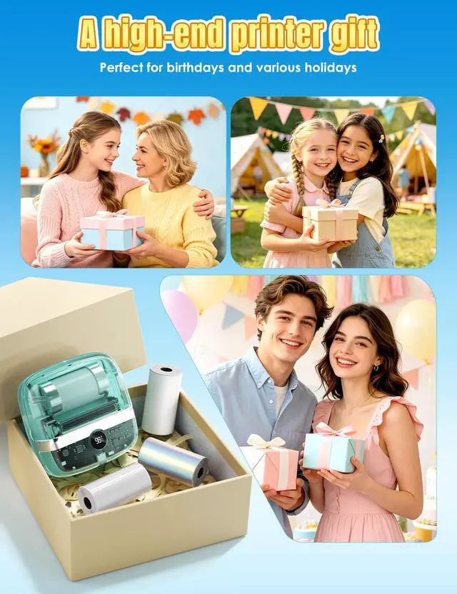 Alt view image 6 of 7 - 300DPI Sticker Printer - T02 Pro Mini Thermal Printer AI Sticker Maker | Mini Printer for Journaling Supplies, Study Supplies, Bluetooth Printer for Gift, Journaling Kit, Study, Scrapbooking, Photos
