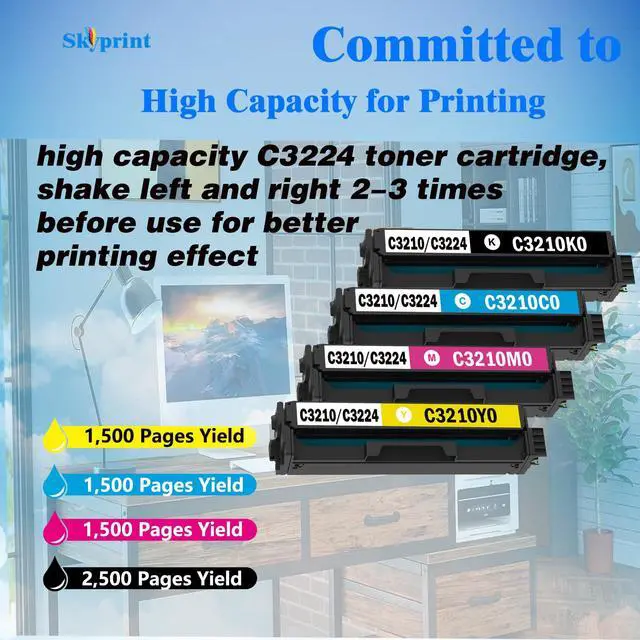 Alt view image 3 of 7 - C3224 C3326 Toner Cartridge High Yield Compatible Lexmark C3210K0 C3210C0 C3210M0 C3210Y0 Use for Lexmark C3224 MC3224 MC3326 C3326 MC3426 C3426 Printer