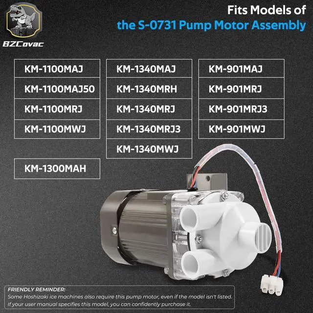 Alt view image 6 of 7 - S-0731 Water Pump for Hoshizaki, Ice Machine Motor Pump Assembly with Cable and Plug Service Kit