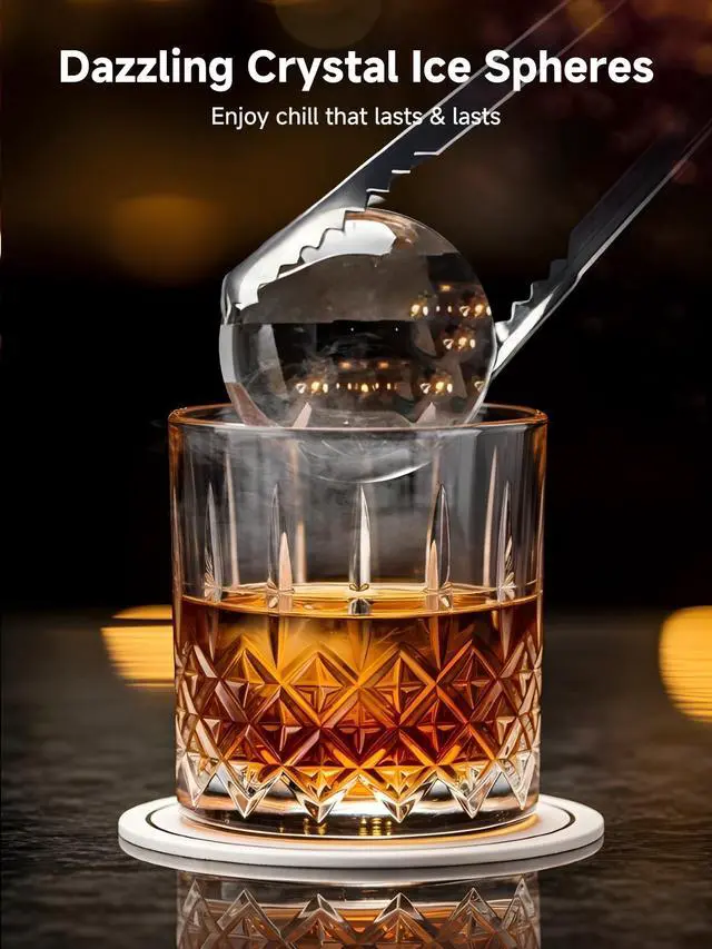 Alt view image 3 of 7 - 2" Clear Ice Ball Maker with ClearCore Technology,155pcs/Day,4 Ice Balls in 39 Mins,Countertop Sphere Maker with Automatic Water SupplySelf-Cleaning,Enhanced Insulation for Whiskey & Bourbon