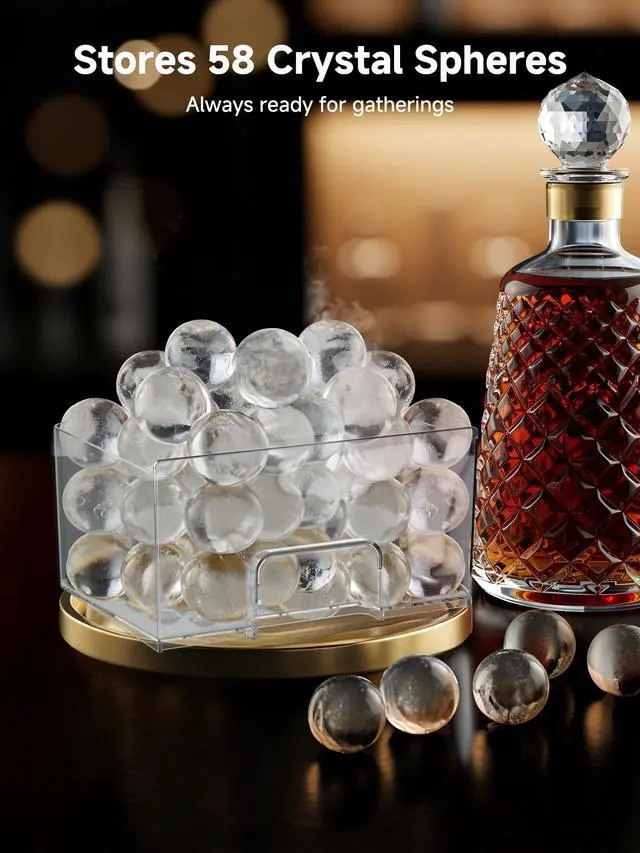 Alt view image 6 of 7 - 2" Clear Ice Ball Maker with ClearCore Technology,155pcs/Day,4 Ice Balls in 39 Mins,Countertop Sphere Maker with Automatic Water SupplySelf-Cleaning,Enhanced Insulation for Whiskey & Bourbon