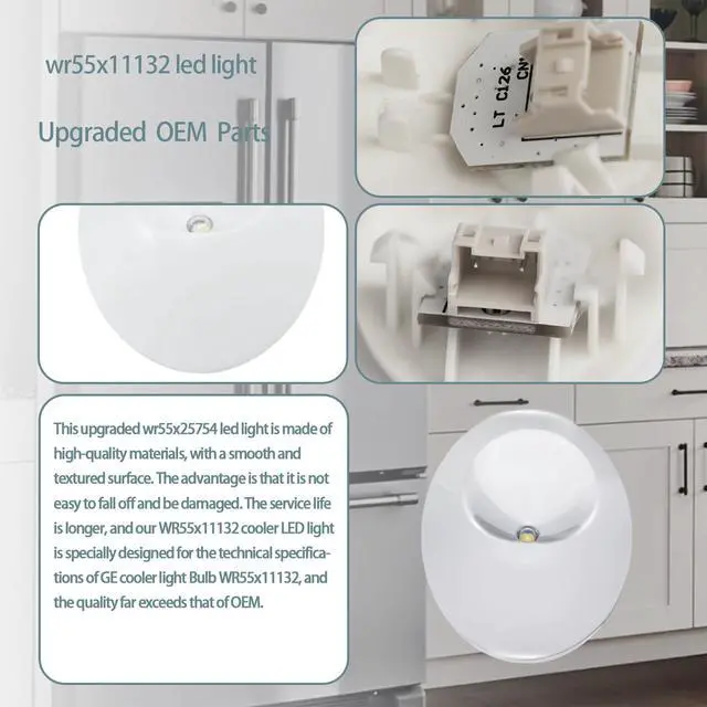 Alt view image 3 of 7 - WR55X11132 WR55X25754 for GE Refrigerator LED Light AssemblyWhite*4 | WR55X26487 WR55X30603 WR55X30602 WR55X26486 Rrefrigerator Light Bulb Replacement OEM 2-Year QA