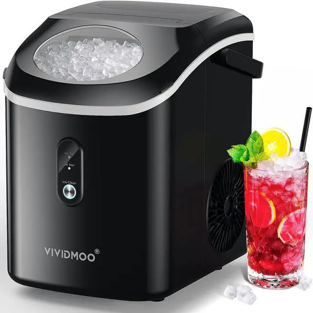 Main image of Nugget Ice Maker Countertop, 34lbs/Day, Portable Sonic Pebble Ice Maker with Self-Cleaning, Fast Ice in 6 Mins, Compact Crushed Pellet Ice Machine for Home/Office/Kitchen/RV/Camping, Black