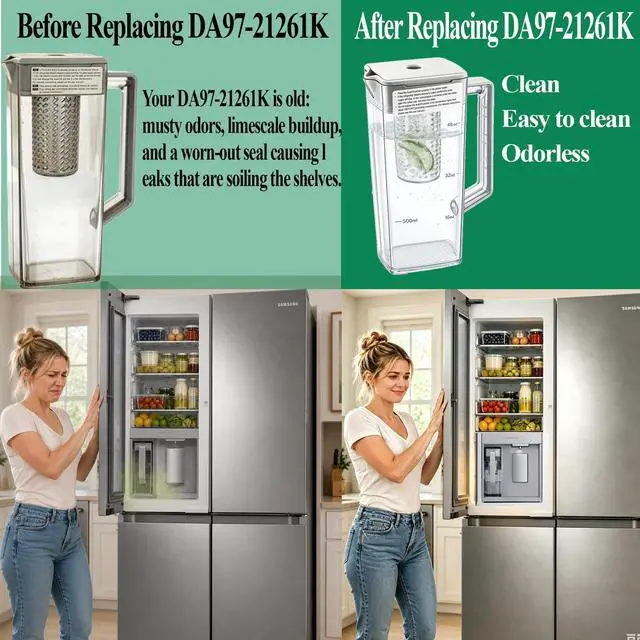 Alt view image 3 of 7 - DA97-21261K Water Pitcher Assembly Replacement for samsung Refrigerator | RF30BB6600QL, RF29BB8600QL, RF23BB8600QL, RF30BB660012, etc Water Pitcher, No Leak, Includes 2 Sealing Rings