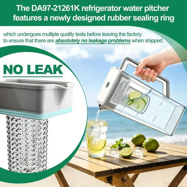 Alt view image 2 of 7 - DA97-21261K Water Pitcher Assembly Replacement for samsung Refrigerator | RF30BB6600QL, RF29BB8600QL, RF23BB8600QL, RF30BB660012, etc Water Pitcher, No Leak, Includes 2 Sealing Rings