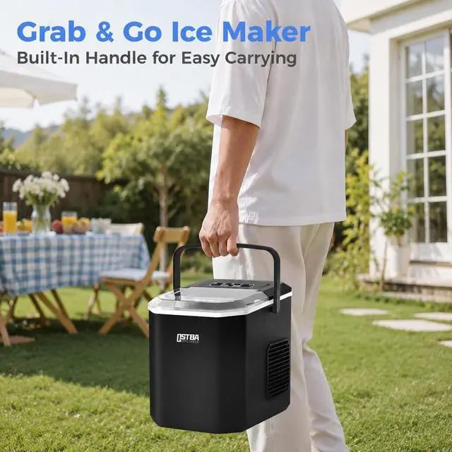 Alt view image 5 of 7 - Countertop Ice Maker Machine, 26Lbs/Day, 2 Ice Sizes, Bullet Ice | 9 Cubes In 6 Min, Self-Cleaning, Portable Design, Smart Indicators, Compact For Home Kitchen RV Party