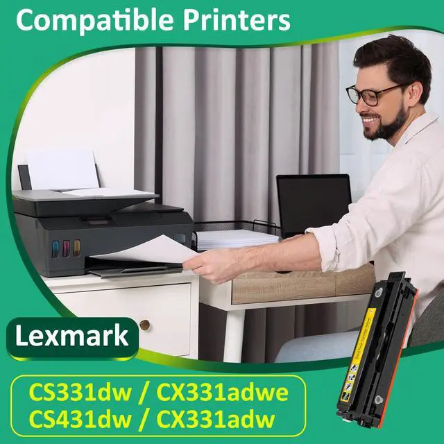 Alt view image 2 of 7 - 20N10K0 Black Toner Cartridge(with chip) for Lexmark CS331dw CS431dw CX331adwe CX431adw Printer,1,500 Pages High Yield Ink Cartridge Compatible 20N1HK0,20N1XK0 (1 Pack Black)