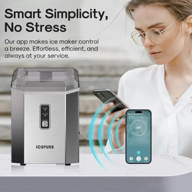 Alt view image 2 of 7 - Nugget Ice Makers Countertop with App, Portable Ice Machine with WiFi, 33lbs in 24H, Ready in 5-10 Mins, Self CleaningSmall Ice Maker with Basket Scoop, for Home/Party/RV(Stainless Steel)