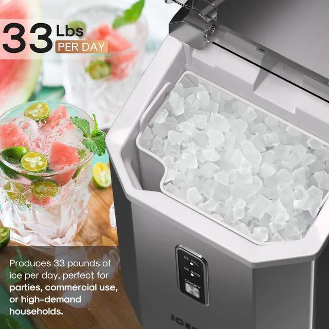 Alt view image 3 of 7 - Nugget Ice Makers Countertop with App, Portable Ice Machine with WiFi, 33lbs in 24H, Ready in 5-10 Mins, Self CleaningSmall Ice Maker with Basket Scoop, for Home/Party/RV(Stainless Steel)