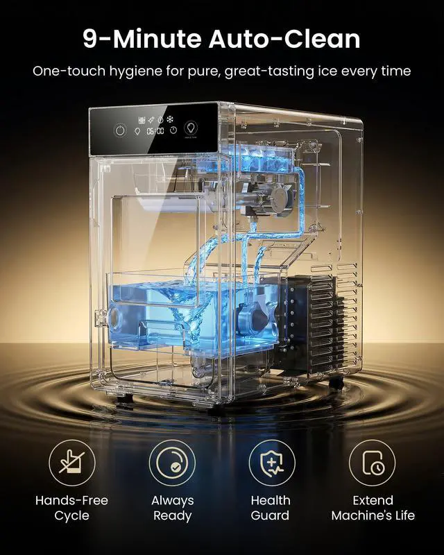 Alt view image 5 of 7 - 2.4" Ice Ball Maker50 pcs/24H,2 pcs in 60 Mins, Slow-Melting Crystal Ball Sphere ice Maker with Self-Cleaning, Countertop Clear Ice Maker for WhiskeyBlack