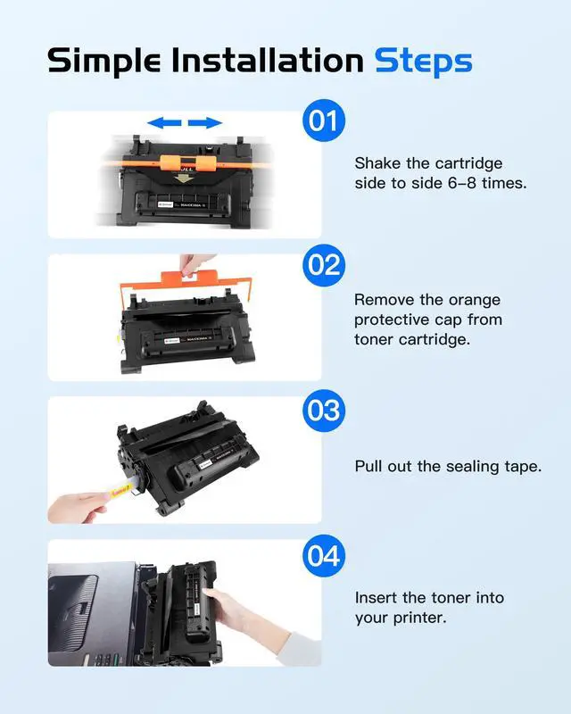 Alt view image 7 of 7 - CE390A 90A Black Toner Cartridge Replacement for HP 90A CE390A 90X Toner Compatible for Enterprise 600 M602 M601 M4555 M602dn M602n M602x M603dn M603n M4555f M4555h Printer (2-Pack)