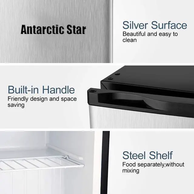 Alt view image 3 of 7 - Upright Freezer 1.1 Cu.ft, Compact Mini Freezer with Reversible Single Door, Temperature Control, Removable Shelves, Small freezer Stainless Steel for Dorms Home Office, Black