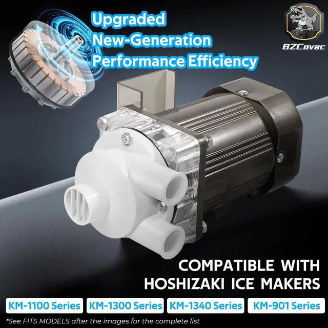 Alt view image 2 of 7 - S-0731 Water Pump for Hoshizaki, Ice Machine Motor Assembly with Mounting Plate, 14-Inch Cable, and Factory Plug