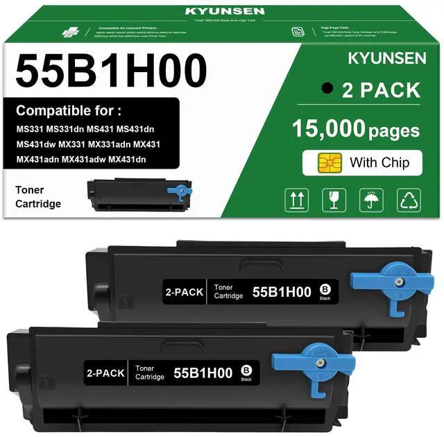 Main image of 55B1H00 Toner Cartridge Compatible for Lexmark 55B1H00 55B1000 Toner for MS431 MS331 MS331dn MS431dn MS431dw MX331 MX431 MX331adn MX431adn MX431adw MX432adwe Laser Printers Black, 2 Pack