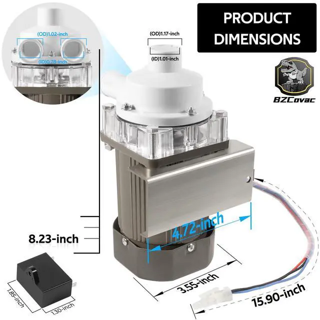 Alt view image 7 of 7 - S-0731 Water Pump for Hoshizaki, Ice Machine Motor Assembly with Mounting Plate, 14-Inch Cable, and Factory Plug
