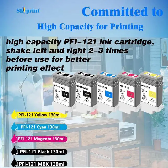 Alt view image 3 of 6 - TM-250 Ink PFI121 Pigment Ink Tank PFI-121M 120MBK 120BK 120C 120Y | Compatible with Canon PFI-121 use for Canon imagePROGRAF TM-250 TM-255 TM-350 TM-355 Printer Ink Tank