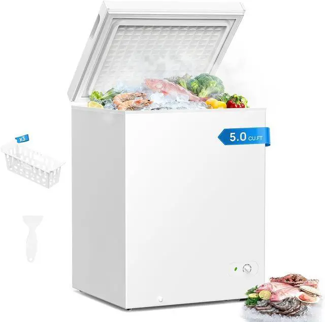 Main image of 5.0 Cu.Ft Compact Deep Freezer with 3 Storage Baskets | Ideal for meat, seafood and frozen meals, adjustable temperature, quiet operation, compact space-saving design