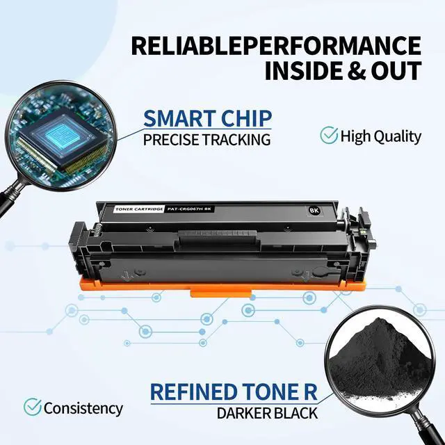 Alt view image 5 of 7 - 067H (4 Pack High-Yield) Compatible Toner for Canon 067H 067 | CRG067H Cartridge Replacement With Chip | for LBP632Cdw LBP633Cdw MF653Cdw MF656Cdw Printer, Black + Cyan + Yellow + Magenta