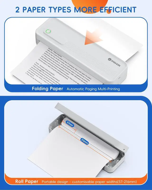 Alt view image 3 of 7 - A41 Bluetooth Thermal Printer, Portable Inkless Printer for Travel Supports 8.5 x 11 Inch Paper, Small Mobile Printing Device Ideal for Office, School, Home