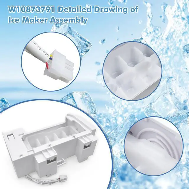 Alt view image 4 of 7 - W10873791 Ice Maker Assembly, Compatible with Whirlpool Refrigerators | Compatible with Models W10760070 W10798411 W11130444 and Other Models; High Quality; Comes with a