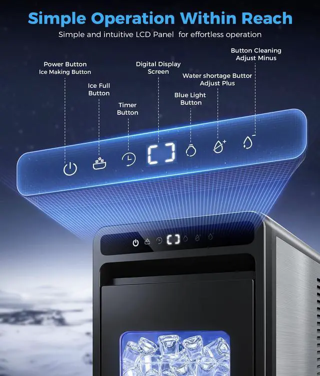 Alt view image 6 of 7 - Clear Ice Cube Maker, 8 Crystal Clear 1.2" Jelly Ice Cube in 20Mins | Spray Technology For Crystal-Clear Ice, 10 Ice Sizes Adjust, 24H Timer, Bin Full & Low Water Alert, For Whiskey, Cocktails