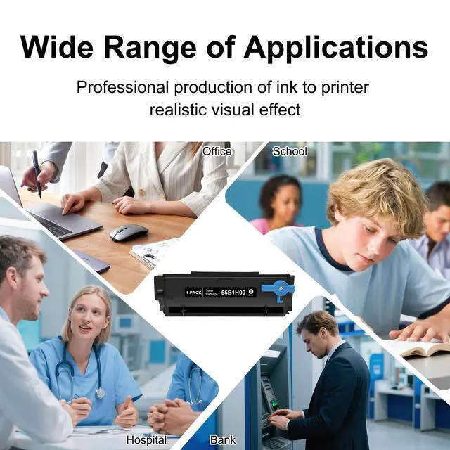 Alt view image 5 of 5 - 55B1H00 Toner Cartridge Compatible for Lexmark 55B1H00 55B1000 Toner for MS431 MS331 MS331dn MS431dn MS431dw MX331 MX431 MX331adn MX431adn MX431adw MX432adwe Laser Printers Black, 2 Pack