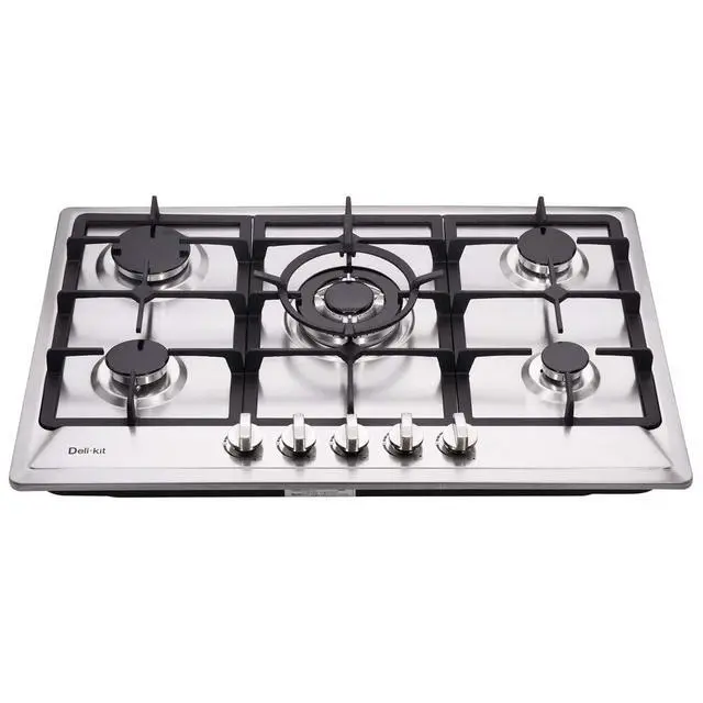 Alt view image 2 of 6 - 30 Inch Gas Cooktop NG/LPG Sealed 5 Burner Stainless Steel Gas Hob DK257-A02