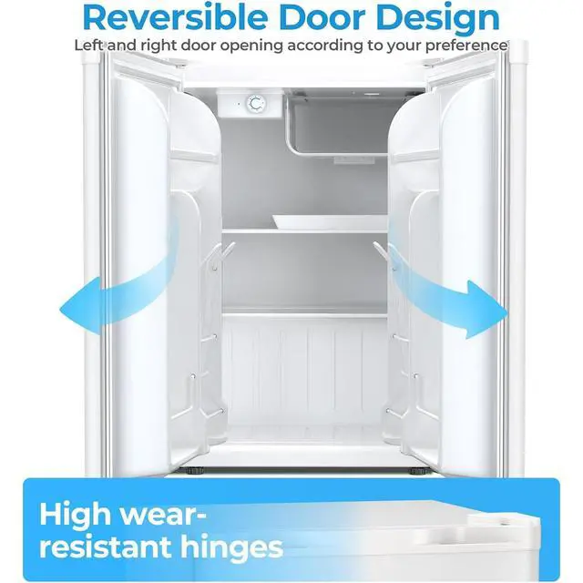 Alt view image 6 of 6 - 2.6 Cu.Ft Mini Fridge with Freezer, Freestanding Compact Refrigerator with Reversible Door & 7-Speed Thermostat, Small Fridge for Office, Apartment, Gameroom (WHITE)