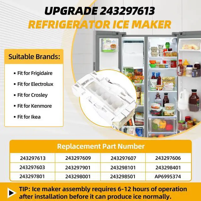Alt view image 2 of 7 - Upgraded 243297609 243297613 Ice Maker Replacement Refrigerator Ice Makers Fits for Frigidaire Ice-Maker 243297613, for Electrolux Icemaker Replacement Parts, Replaces 243297606, 6-Pin