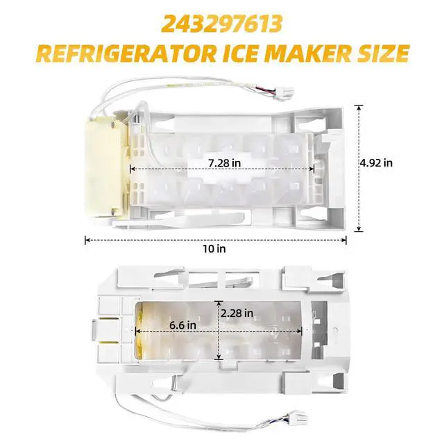 Alt view image 5 of 7 - Upgraded 243297609 243297613 Ice Maker Replacement Refrigerator Ice Makers Fits for Frigidaire Ice-Maker 243297613, for Electrolux Icemaker Replacement Parts, Replaces 243297606, 6-Pin