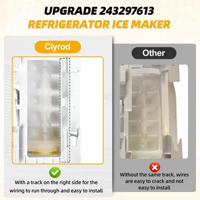 Alt view image 6 of 7 - Upgraded 243297609 243297613 Ice Maker Replacement Refrigerator Ice Makers Fits for Frigidaire Ice-Maker 243297613, for Electrolux Icemaker Replacement Parts, Replaces 243297606, 6-Pin