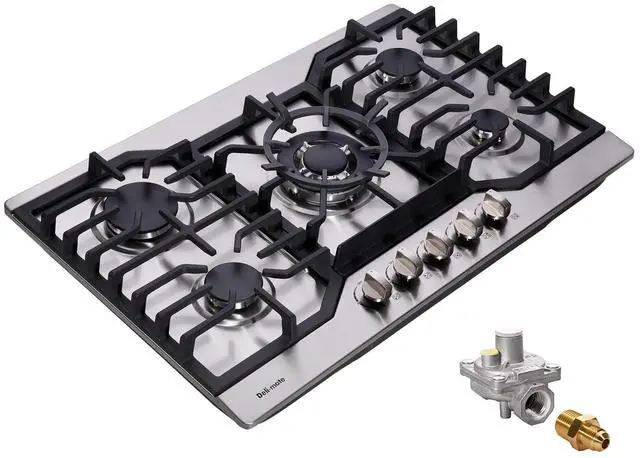 Main image of 30 Inch Gas Cooktop, Stainless Steel Built-in 5 Burners Gas Stovetop LPG/NG Convertible Gas Stove Top Dual Fuel Gas Hob DM527-05