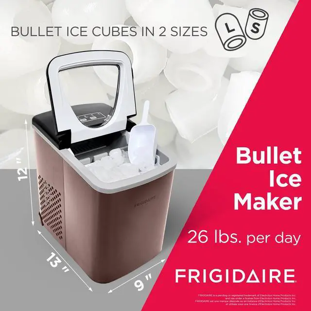Alt view image 2 of 6 - Stainless Steel Countertop Ice Maker Machine with 26 lb Capacity | Ice Machine Makes 9 Cubes Every 7-15 Minutes | Portable Ice Maker for Countertop with Ice Shovel & Drain Plug