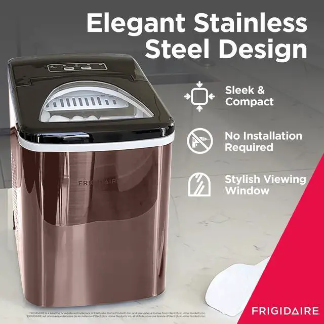 Alt view image 3 of 6 - Stainless Steel Countertop Ice Maker Machine with 26 lb Capacity | Ice Machine Makes 9 Cubes Every 7-15 Minutes | Portable Ice Maker for Countertop with Ice Shovel & Drain Plug
